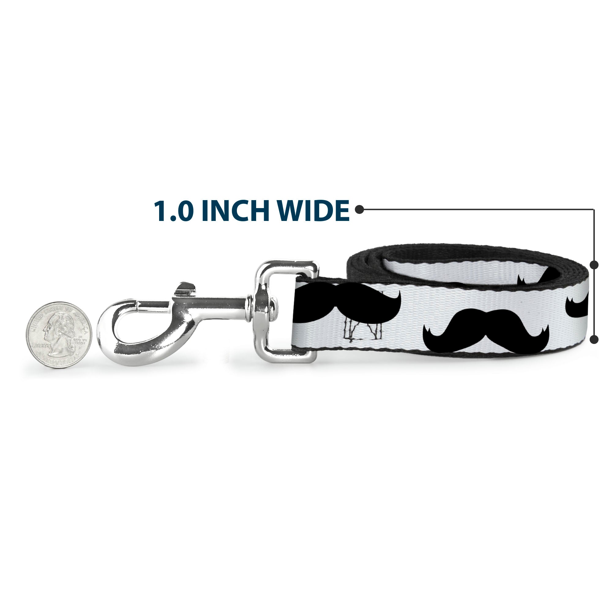 Seatbelt Dog Leash – Mustaches White and Black