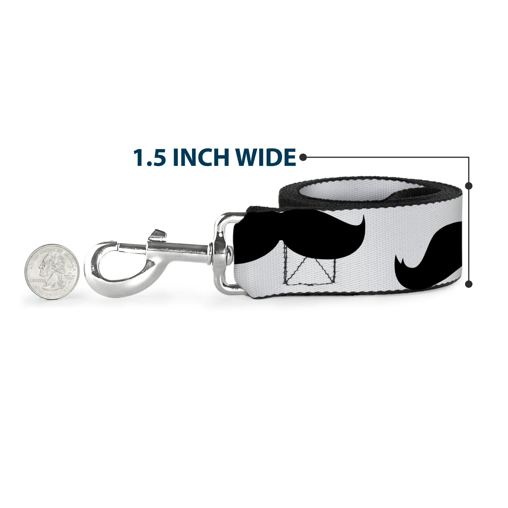 Seatbelt Dog Leash – Mustaches White and Black