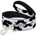 Seatbelt Dog Leash – Mustaches White and Black
