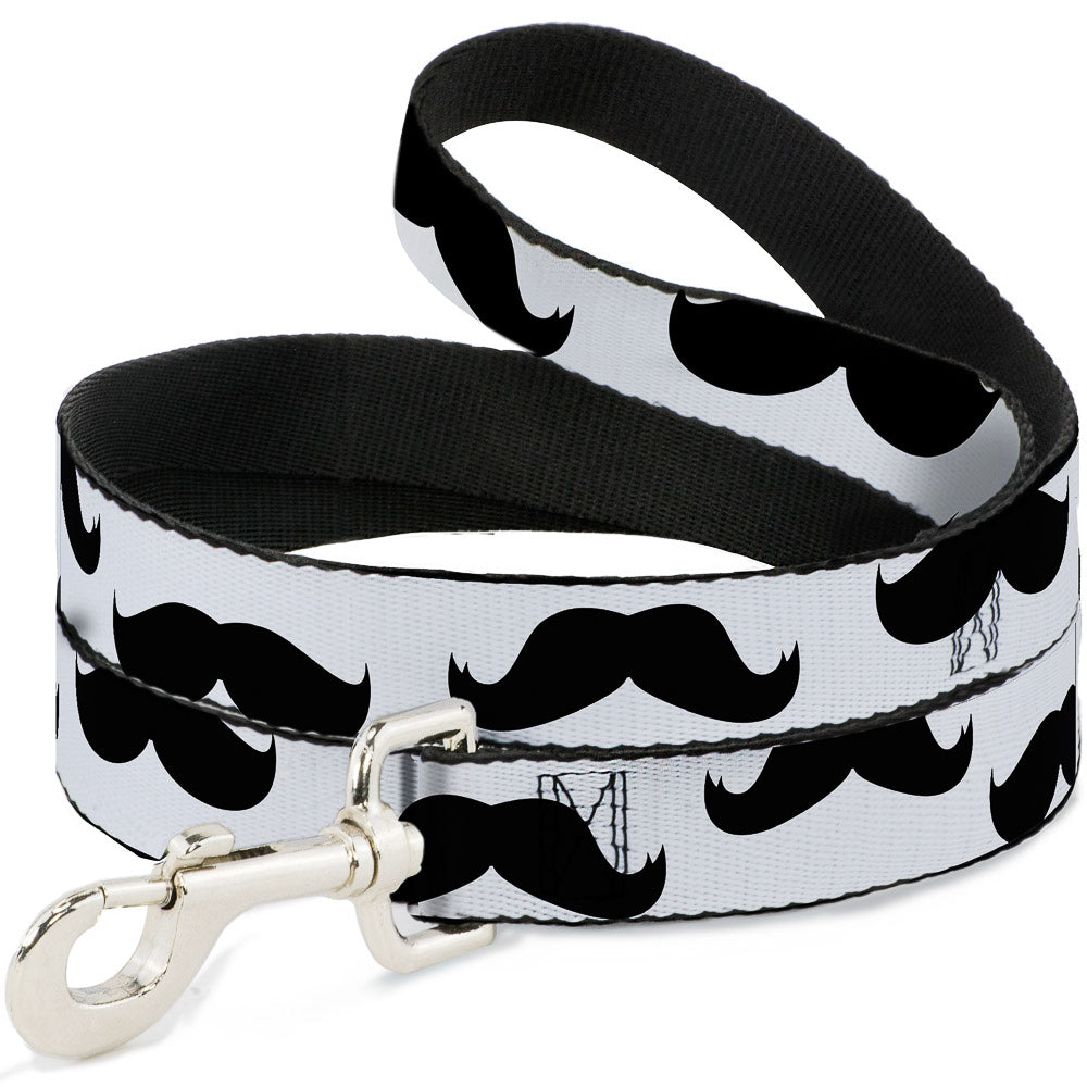 Seatbelt Dog Leash – Mustaches White and Black