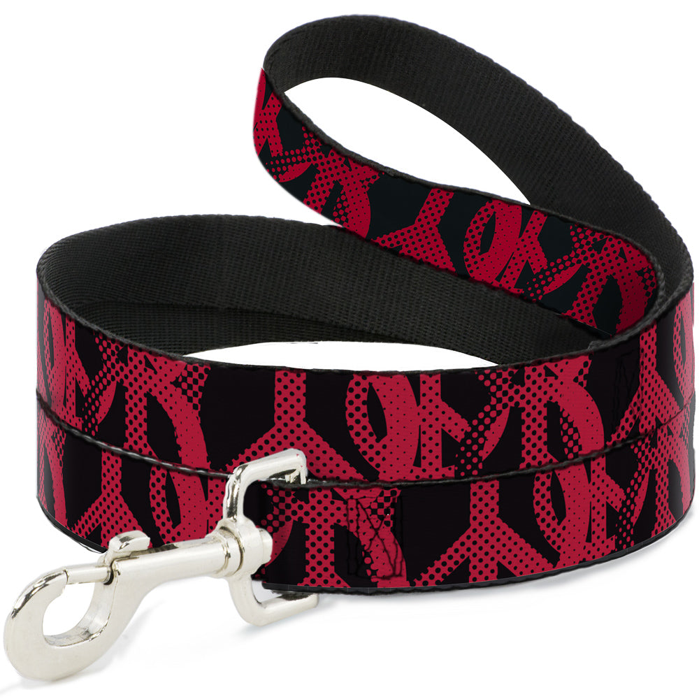 Seatbelt Dog Leash – Peace Dots Black and Fuchsia
