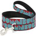 Seatbelt Dog Leash – Shapes Red and Turquoise