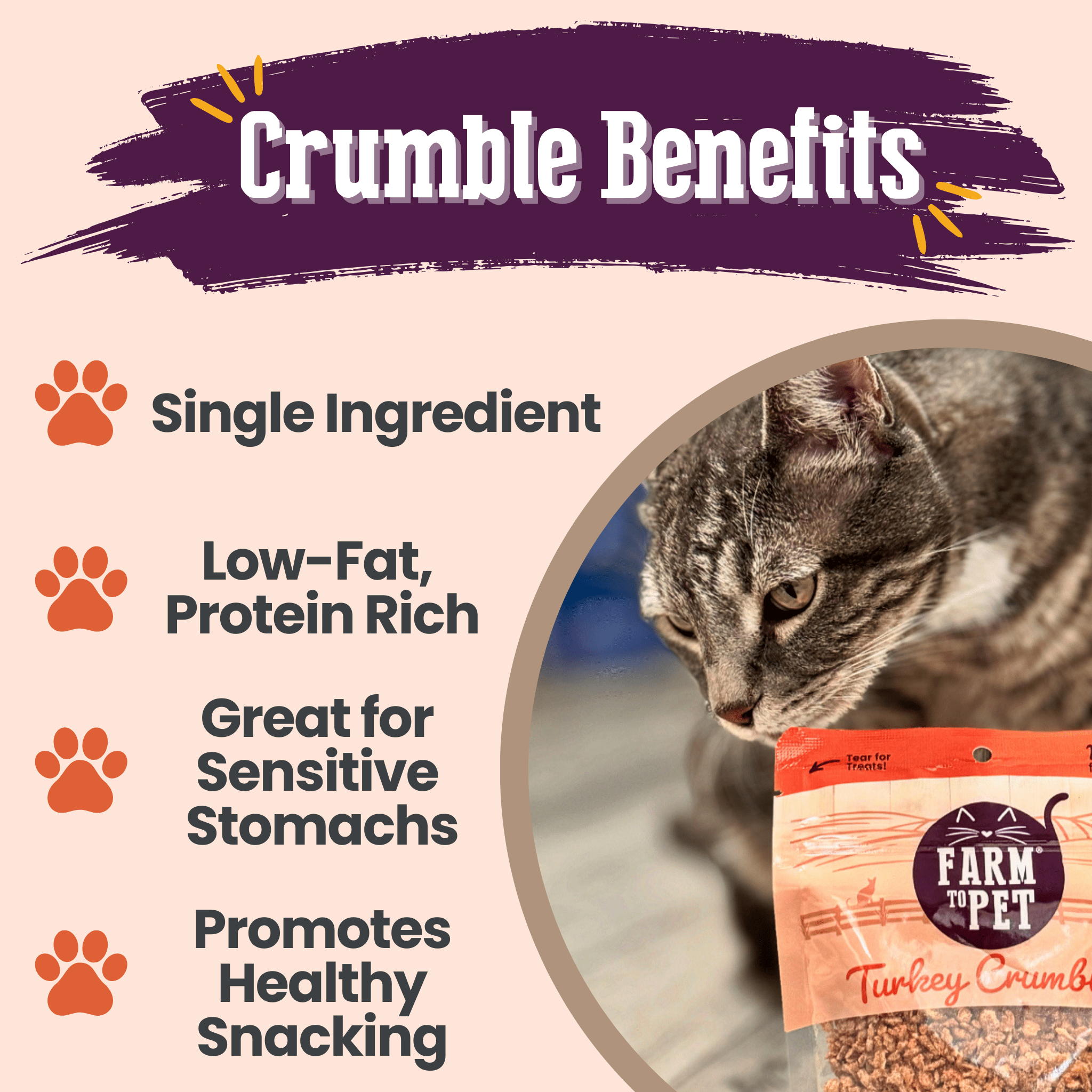 Turkey Crumbles for Cats – Grain-Free Cat Treats