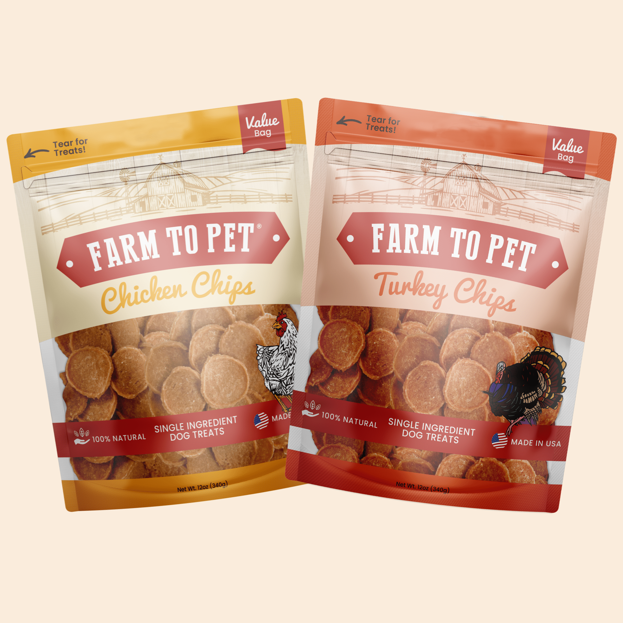 Farm to Pet Chip Dog Treat Duo - Chicken & Turkey