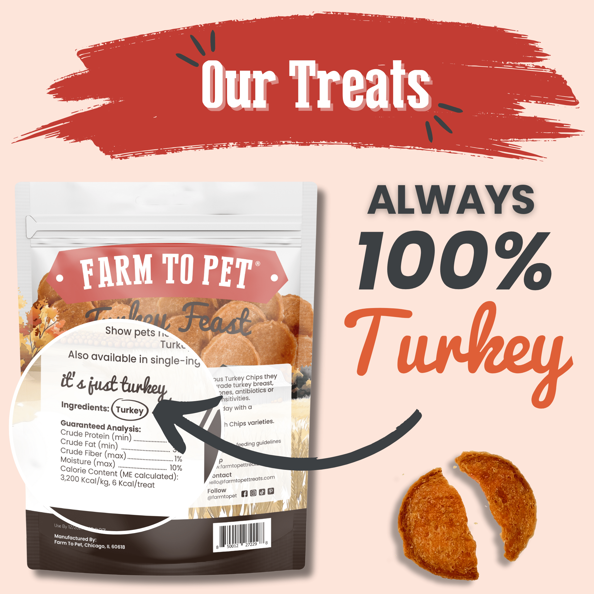 Farm to Pet Treat Chips - Turkey