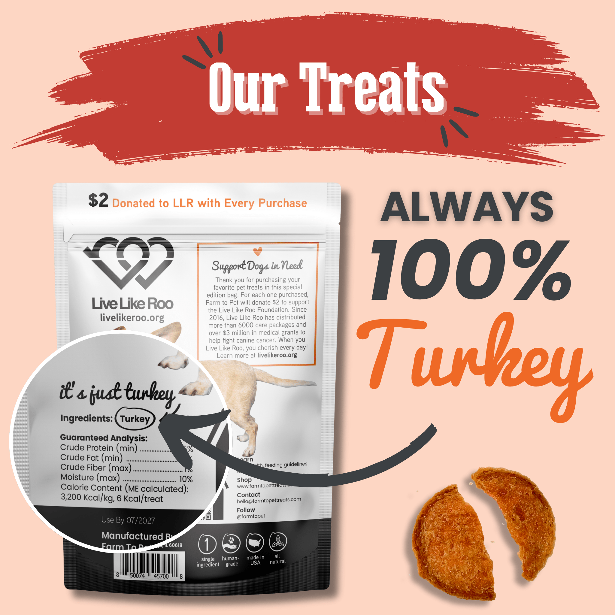 Farm to Pet Treat Chips - Turkey