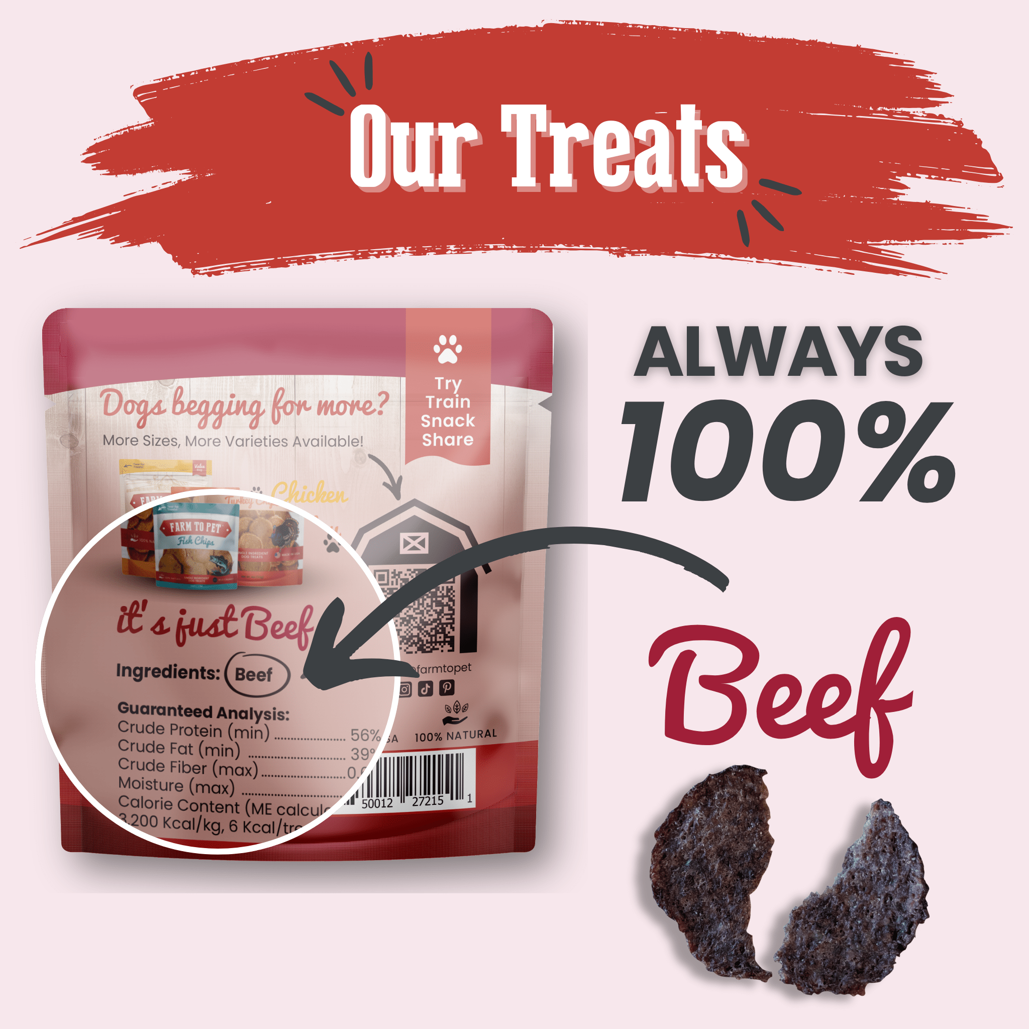 Farm to Pet Beef Treat Chips Snack Pack Bundles