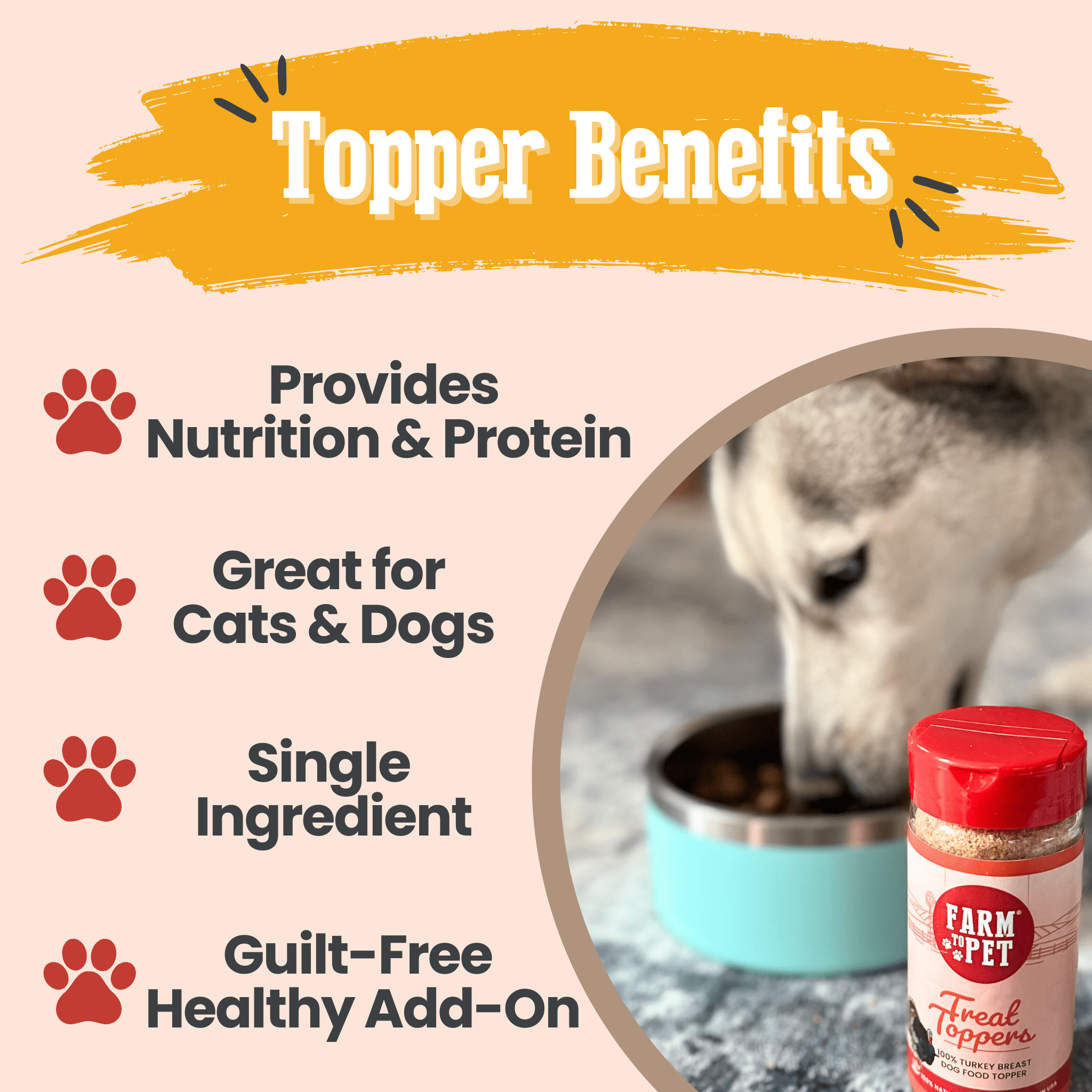 Farm to Pet Treat Dog Food Topper - Turkey