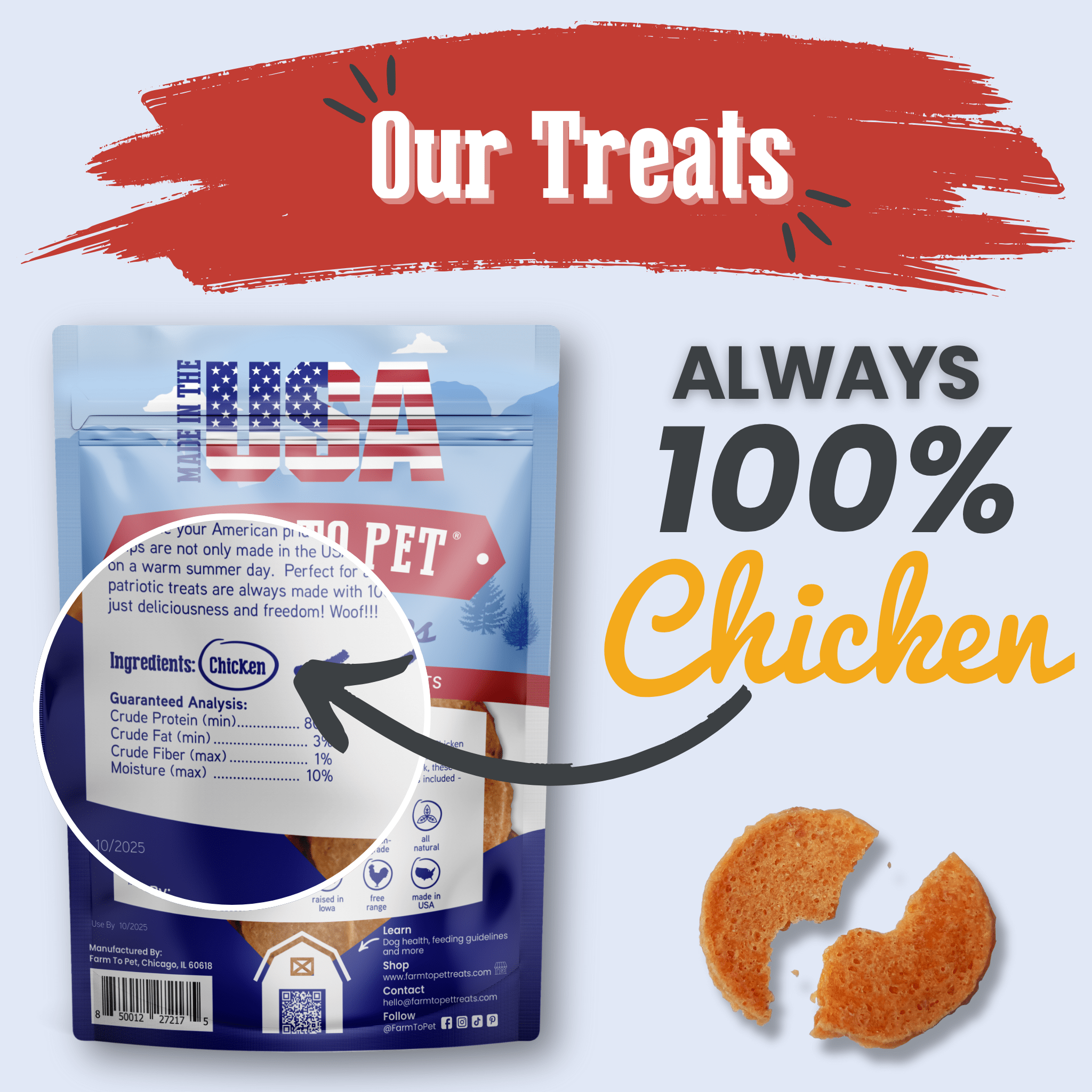 Farm to Pet Treat Chips - Chicken