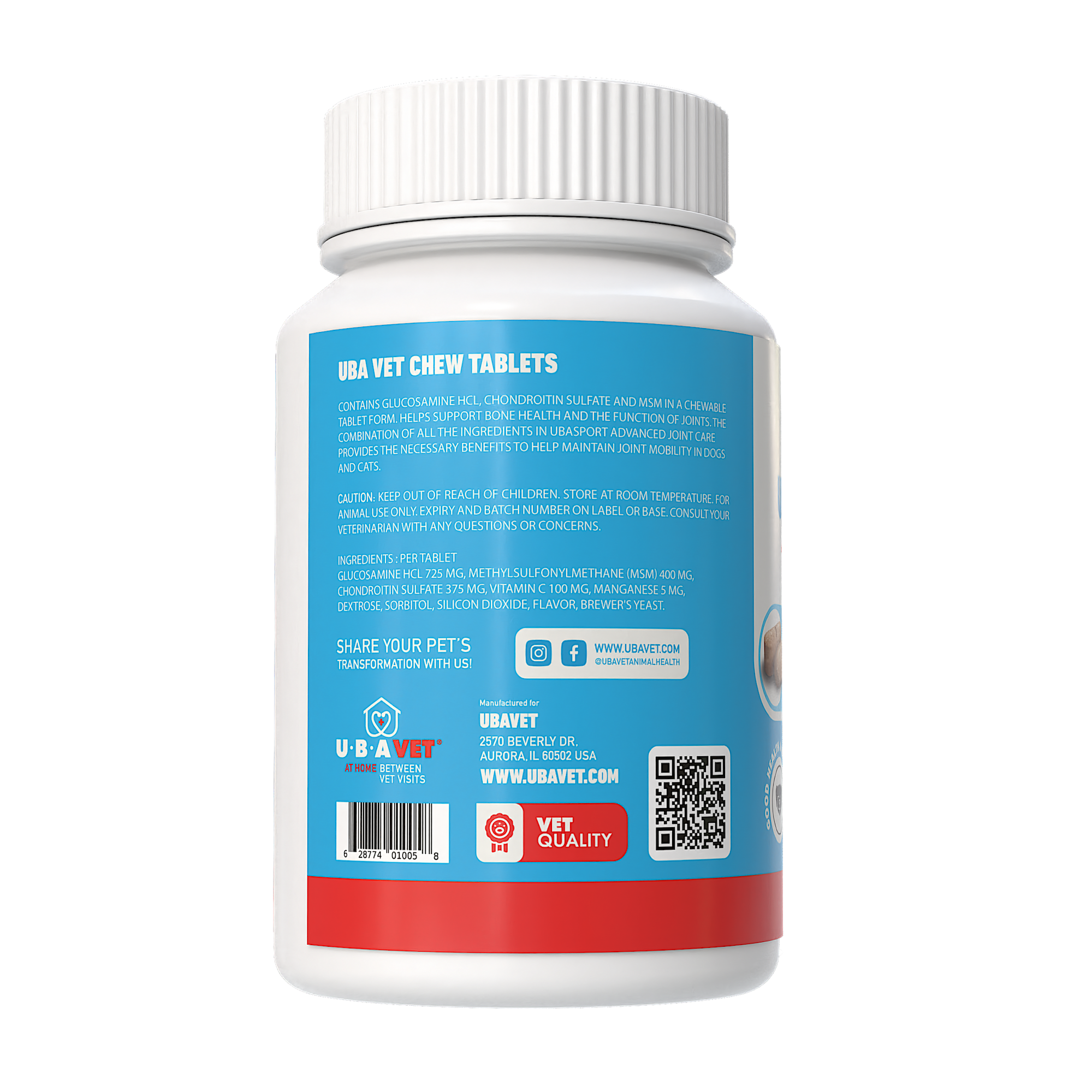 UBAVET Joint Support Advanced Joint Care Chew Tablets for Dogs & Cats