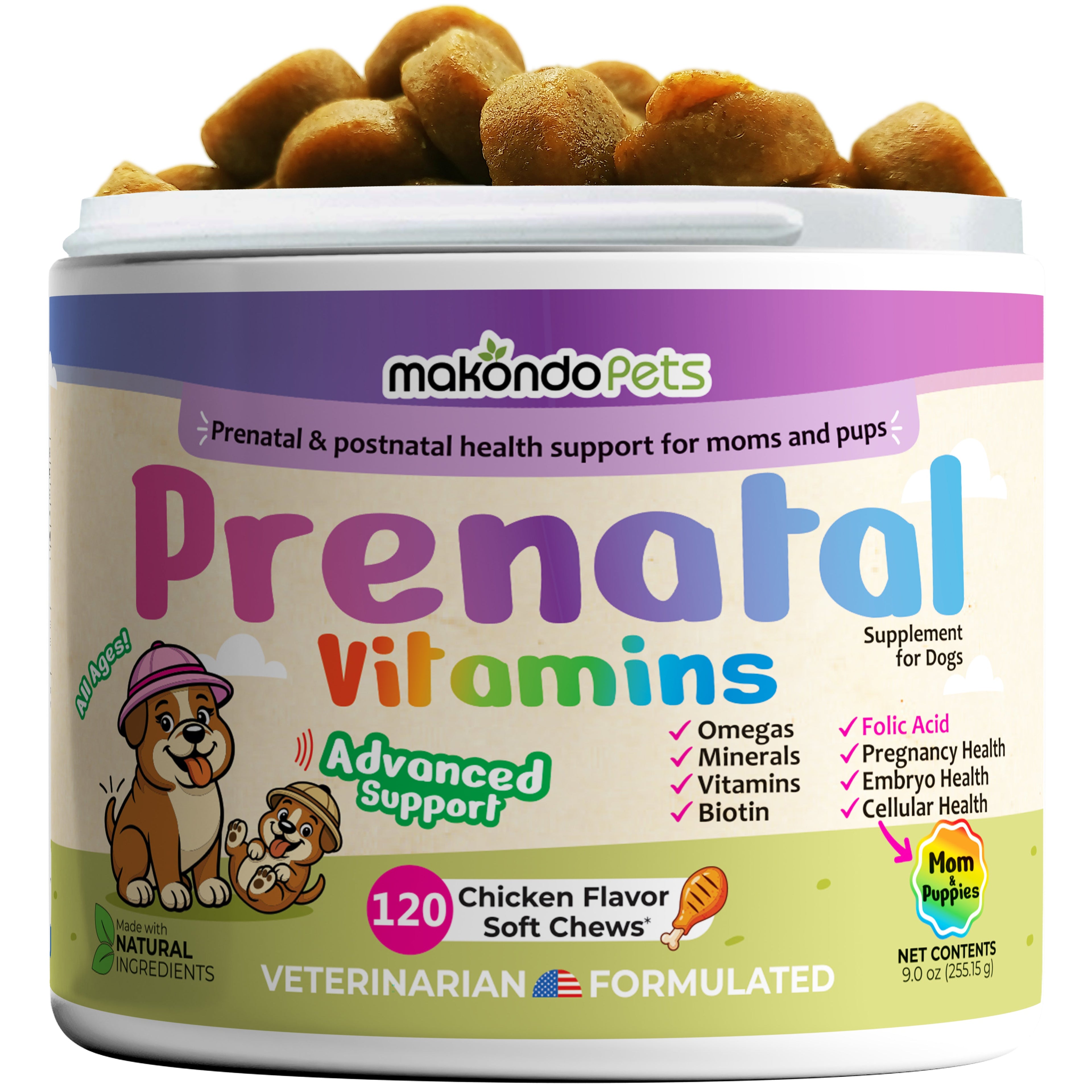 Dog Prenatal Supplement – Multivitamin (120 Soft Chews)