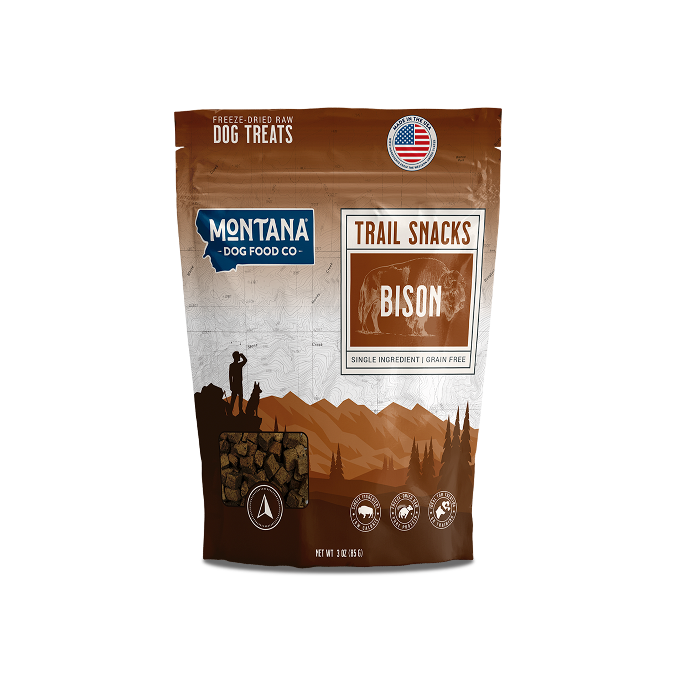 Montana Dog Food Co Freeze-Dried Raw Trail Snacks Dog Treats - Bison