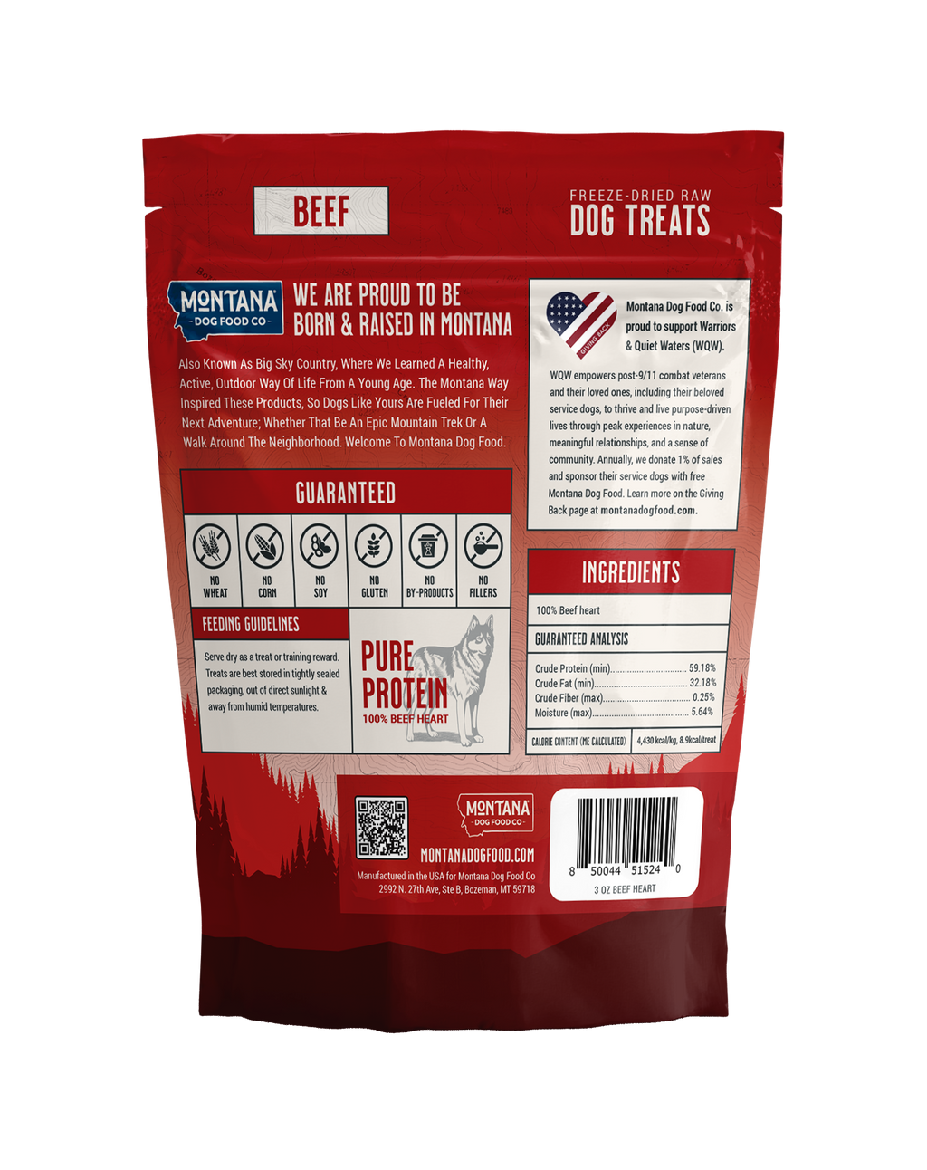 Montana Dog Food Co Freeze-Dried Raw Trail Snacks Dog Treats - Beef