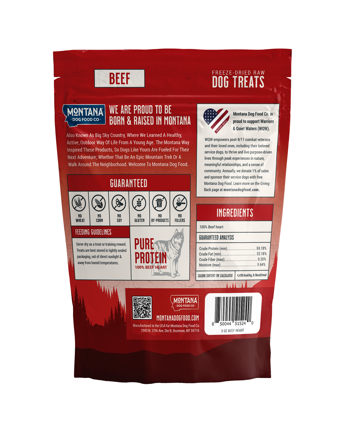 Montana Dog Food Co Freeze-Dried Raw Trail Snacks Dog Treats - Beef