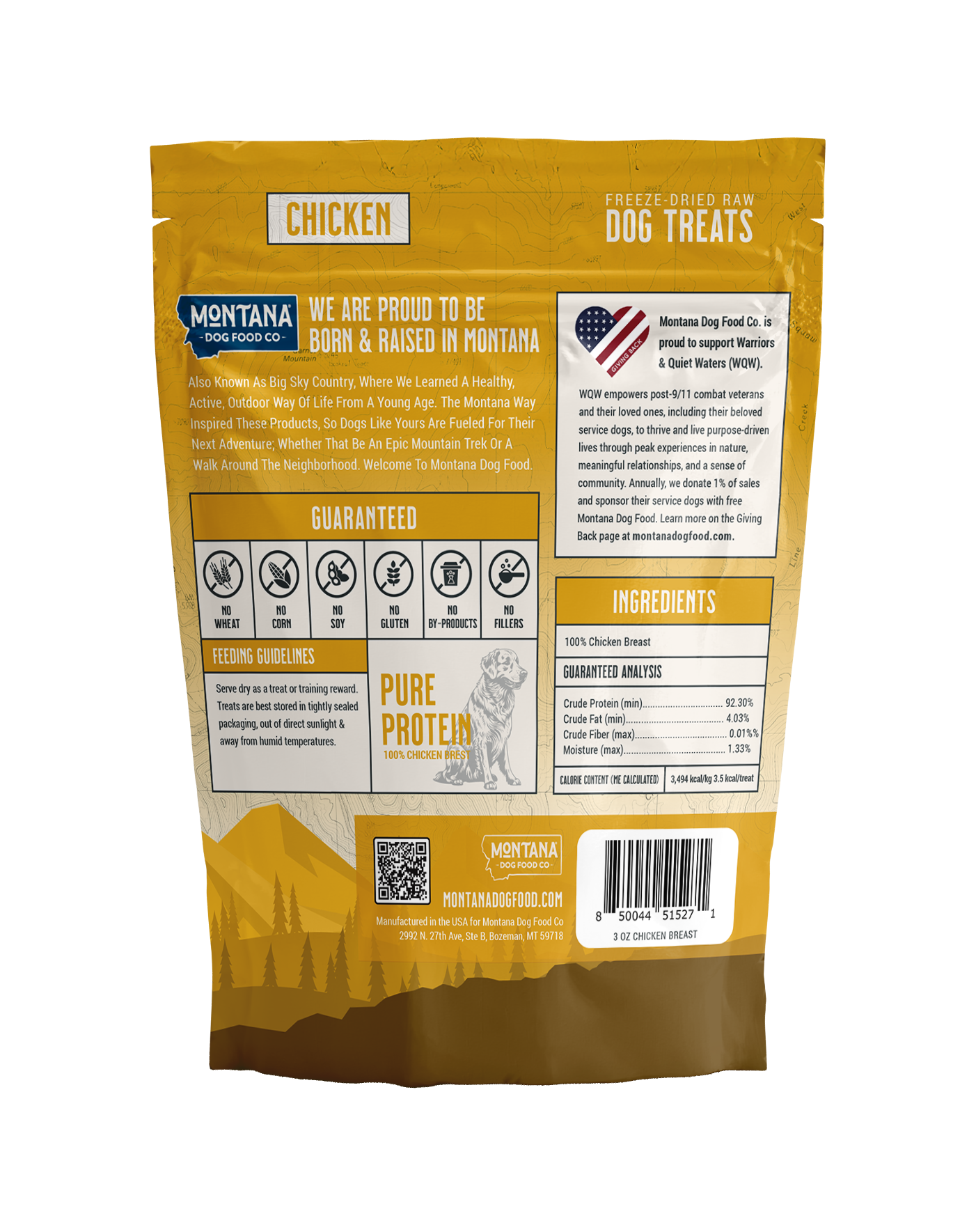 Montana Dog Food Co Freeze-Dried Raw Trail Snacks Dog Treats - Chicken