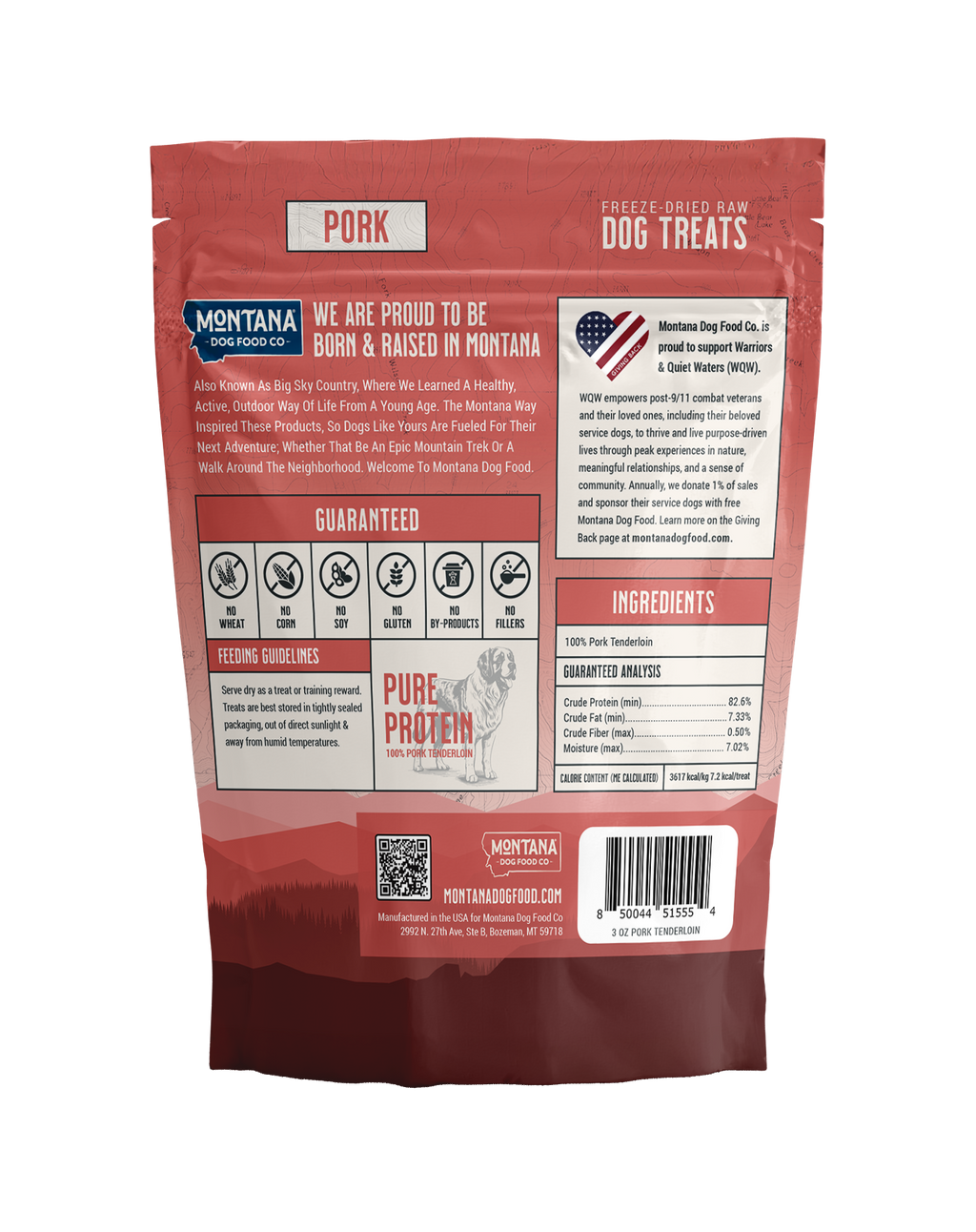 Montana Dog Food Co Freeze-Dried Raw Trail Snacks Dog Treats - Pork