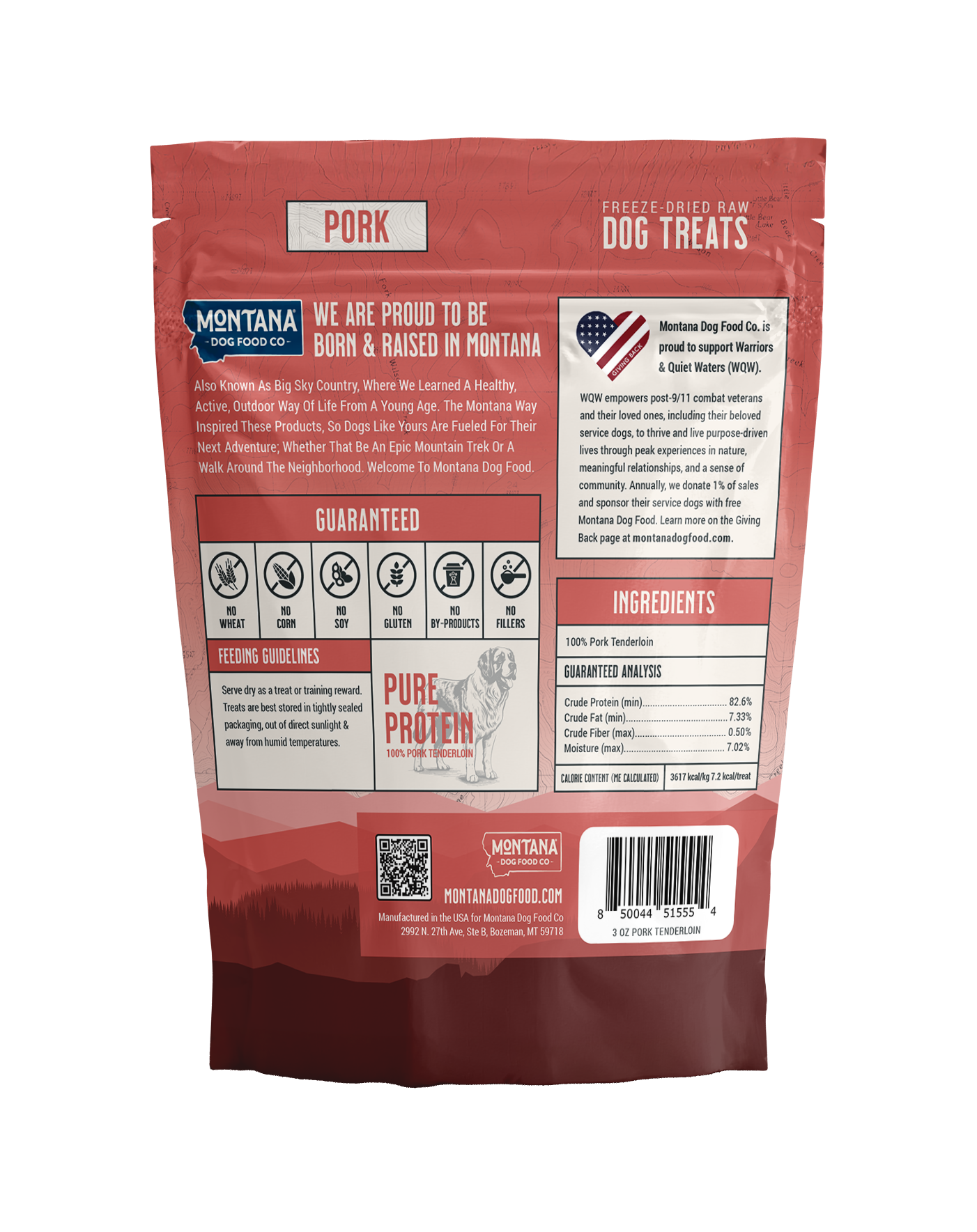 Montana Dog Food Co Freeze-Dried Raw Trail Snacks Dog Treats - Pork
