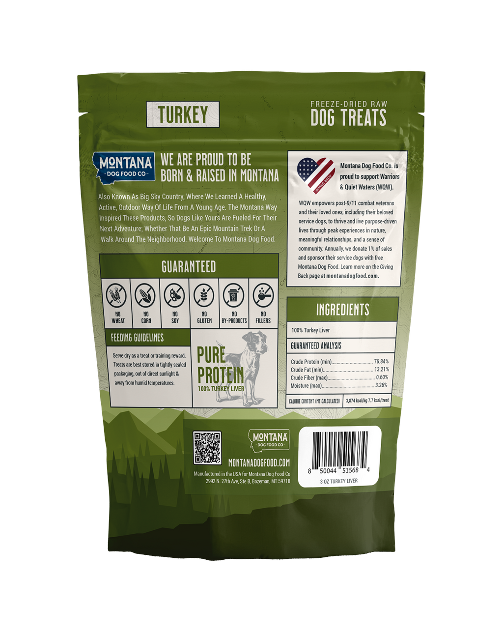 Montana Dog Food Co Freeze-Dried Raw Trail Snacks Dog Treats - Turkey