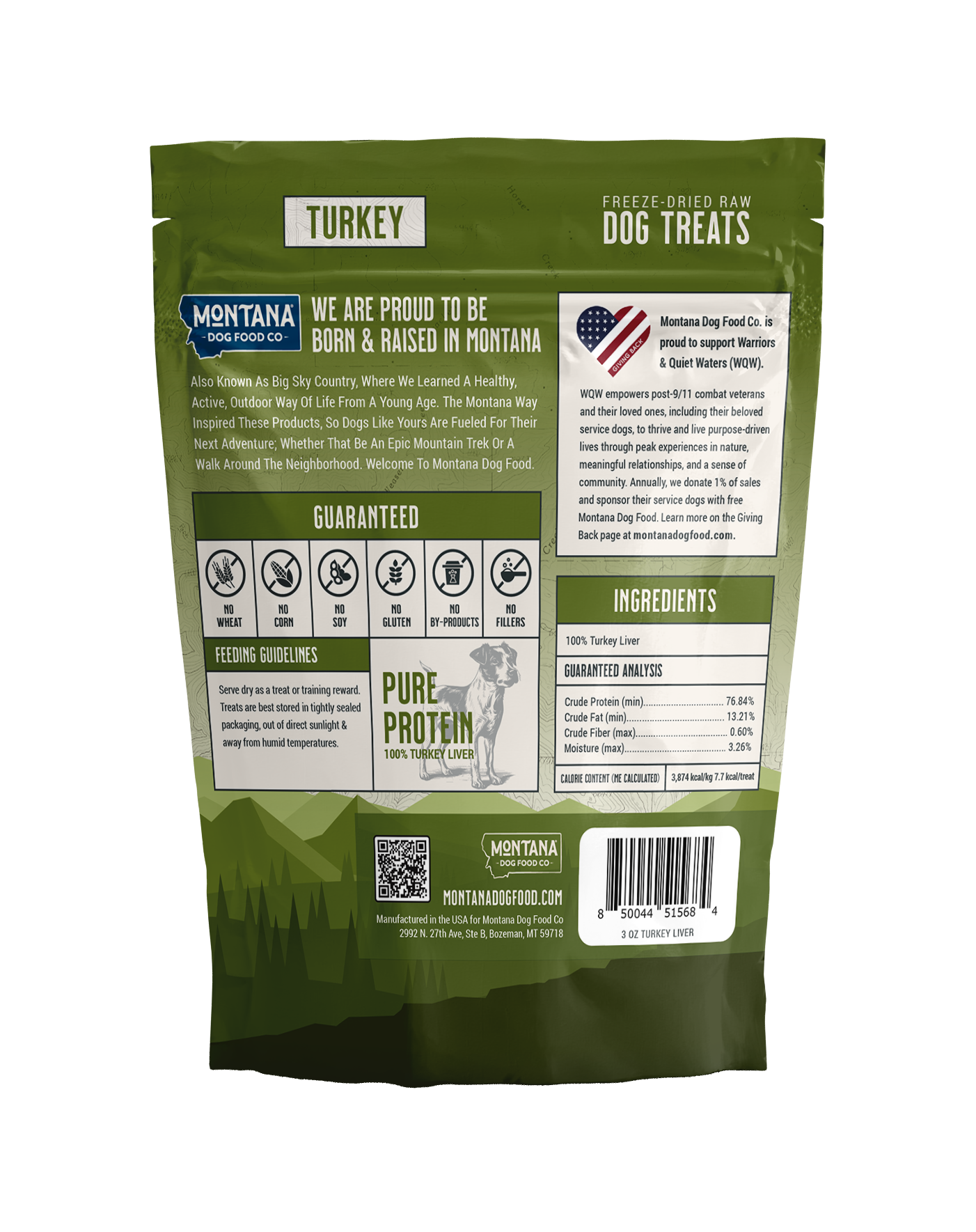 Montana Dog Food Co Freeze-Dried Raw Trail Snacks Dog Treats - Turkey