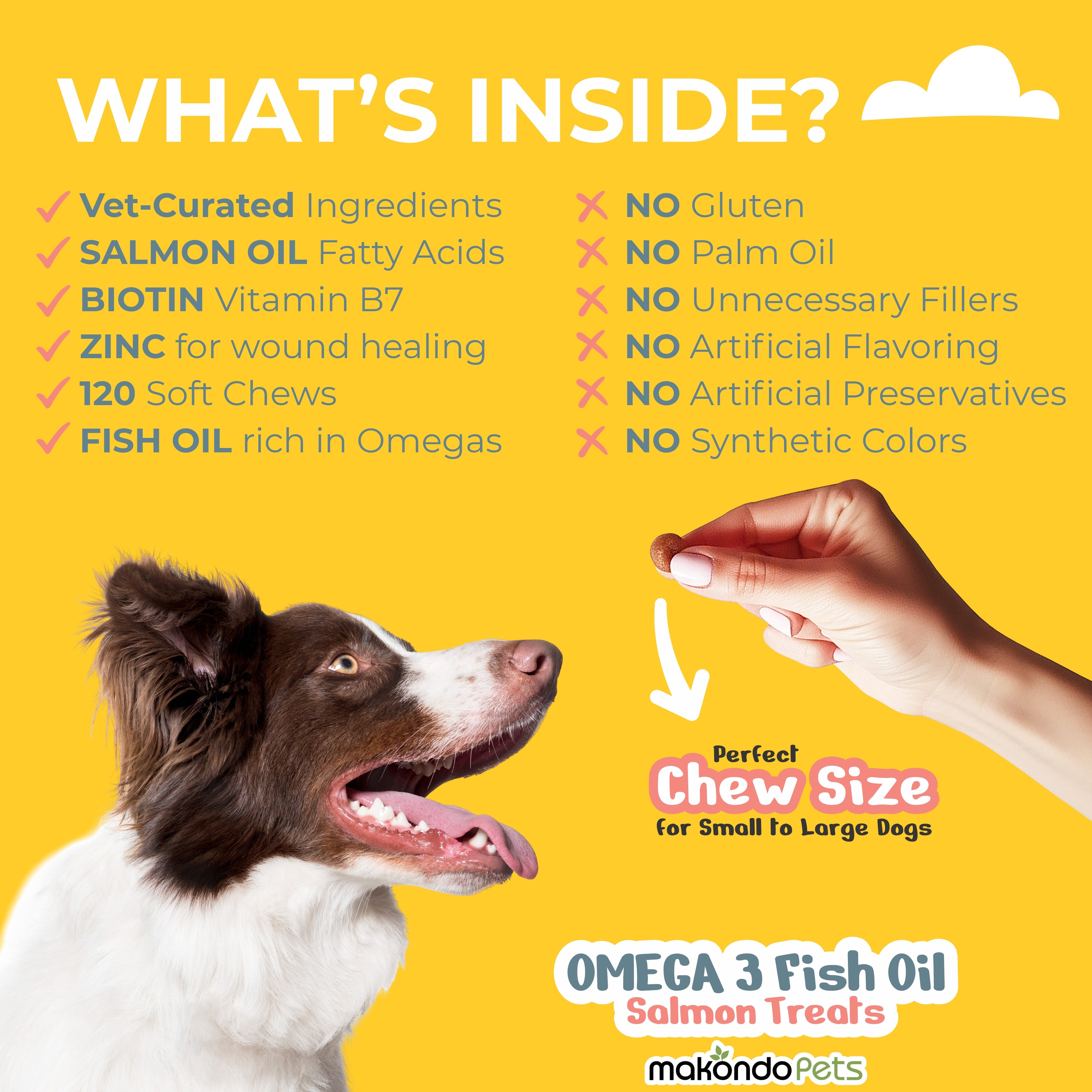 Dog Omega 3 Supplement – Salmon Oil (120 Soft Chews)