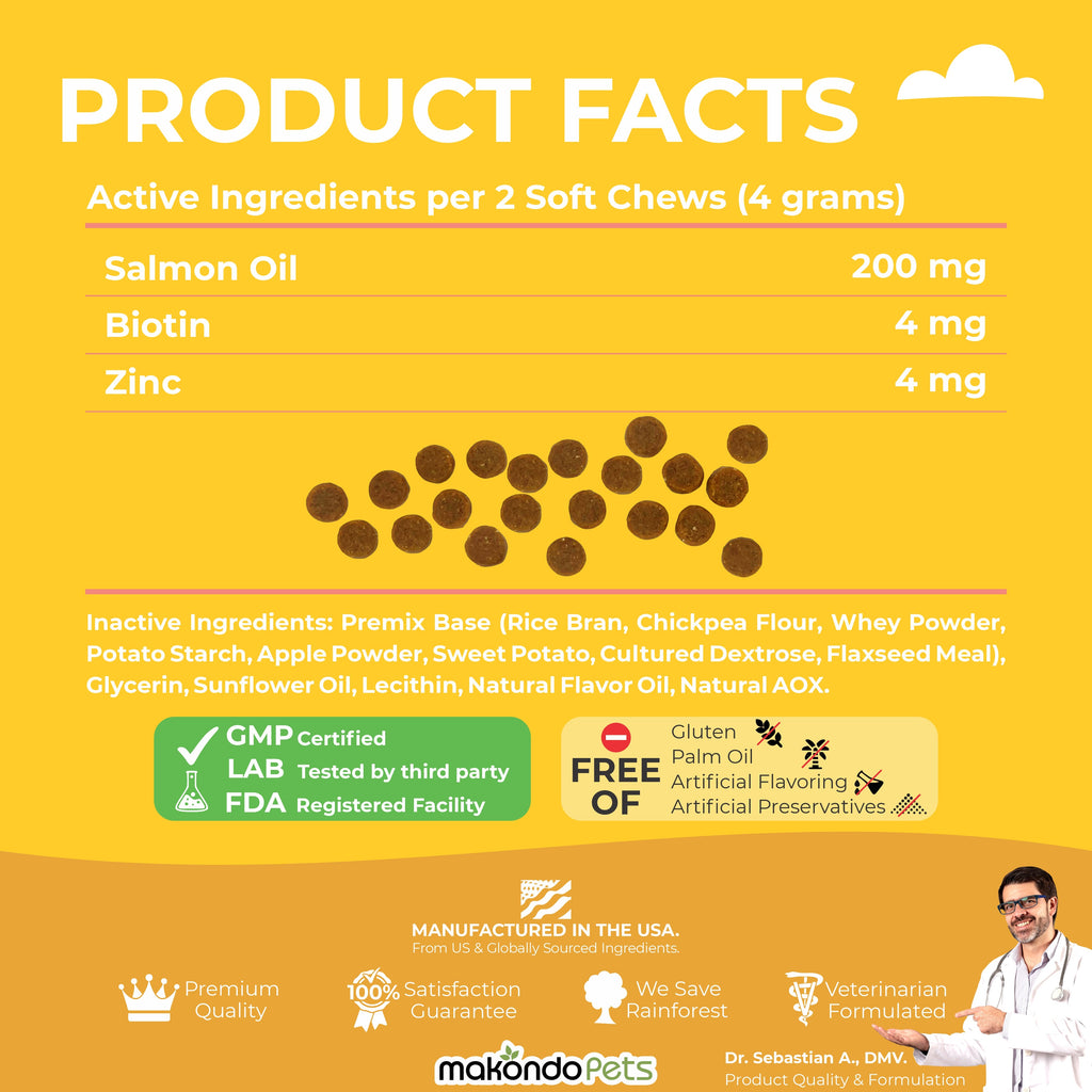 Dog Omega 3 Supplement – Salmon Oil (120 Soft Chews)
