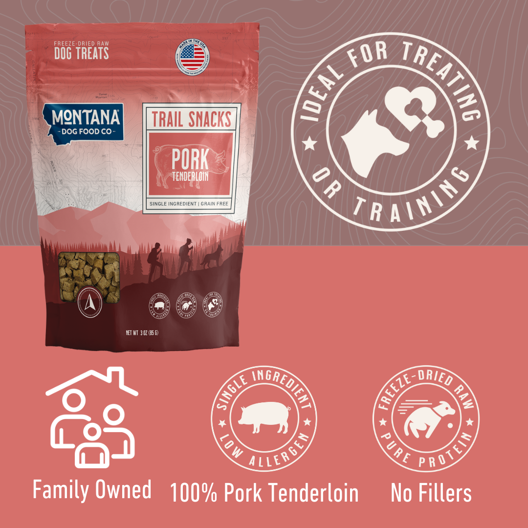 Montana Dog Food Co Freeze-Dried Raw Trail Snacks Dog Treats - Pork