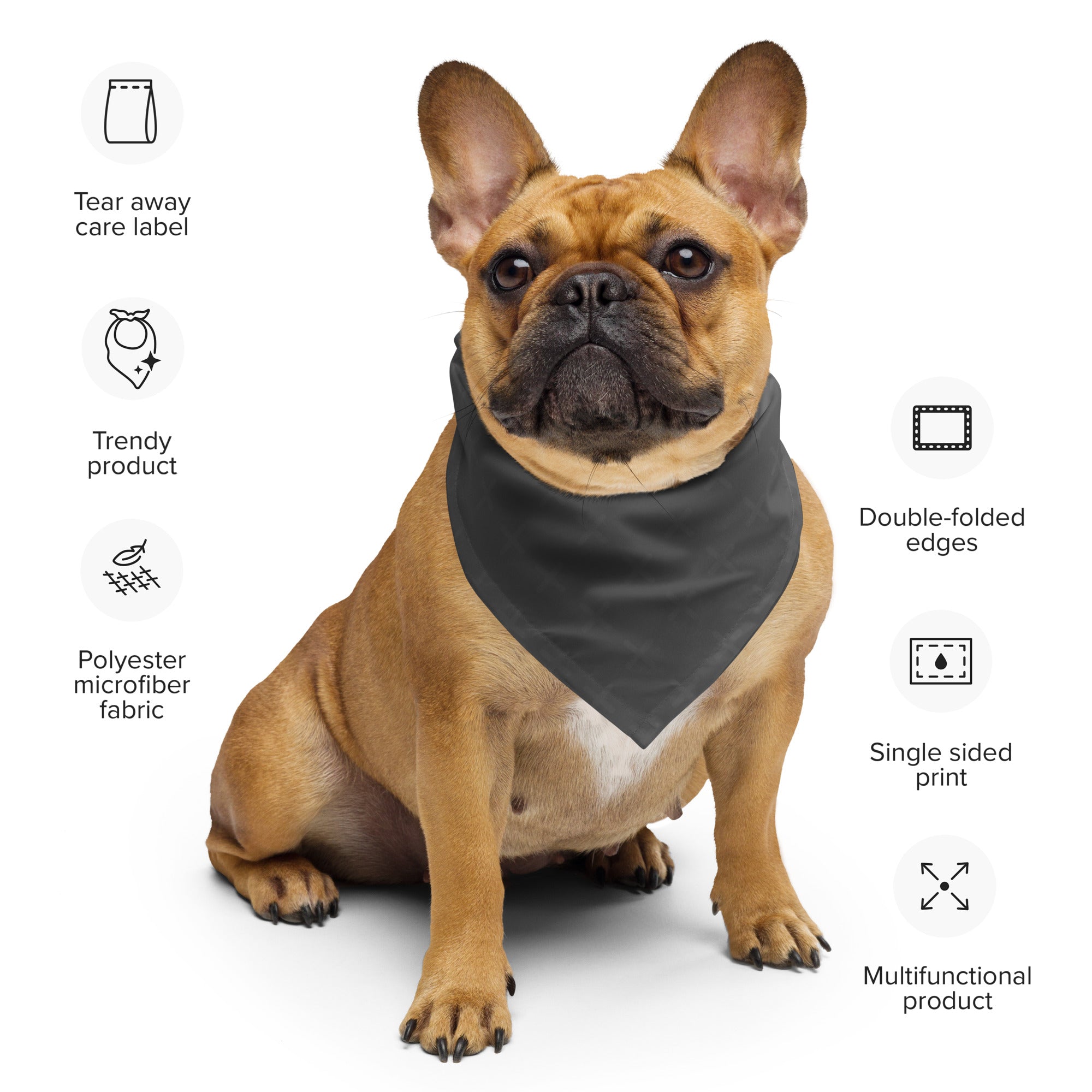 Sebastian and Clementine Gray Cross Bandana for Dogs and Cats
