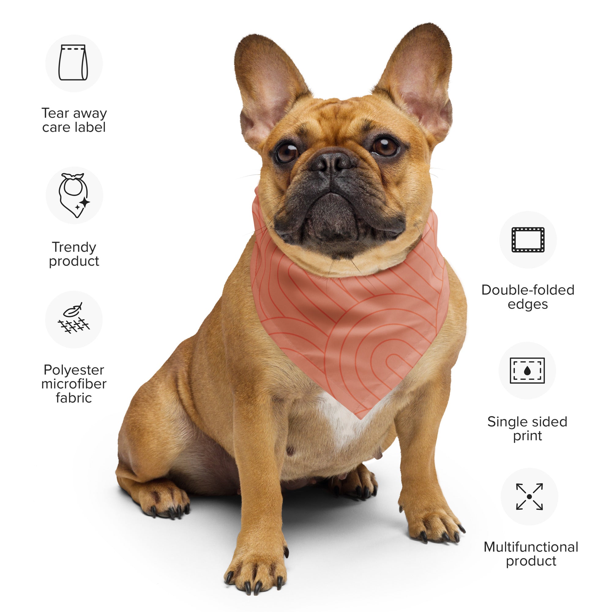 Sebastian and Clementine Scalloped Pink Bandana for Dogs and Cats