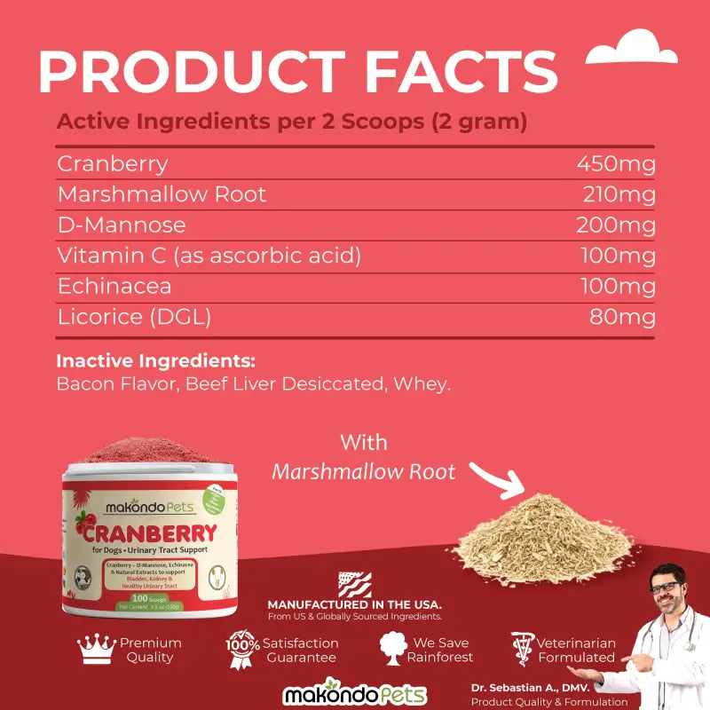 Dog Urinary Supplement – Cranberry Powder (100 Scoops)