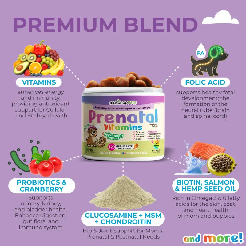 Dog Prenatal Supplement – Multivitamin (120 Soft Chews)