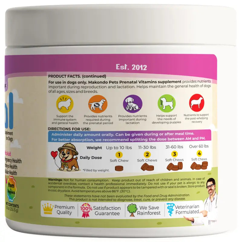 Dog Prenatal Supplement – Multivitamin (120 Soft Chews)