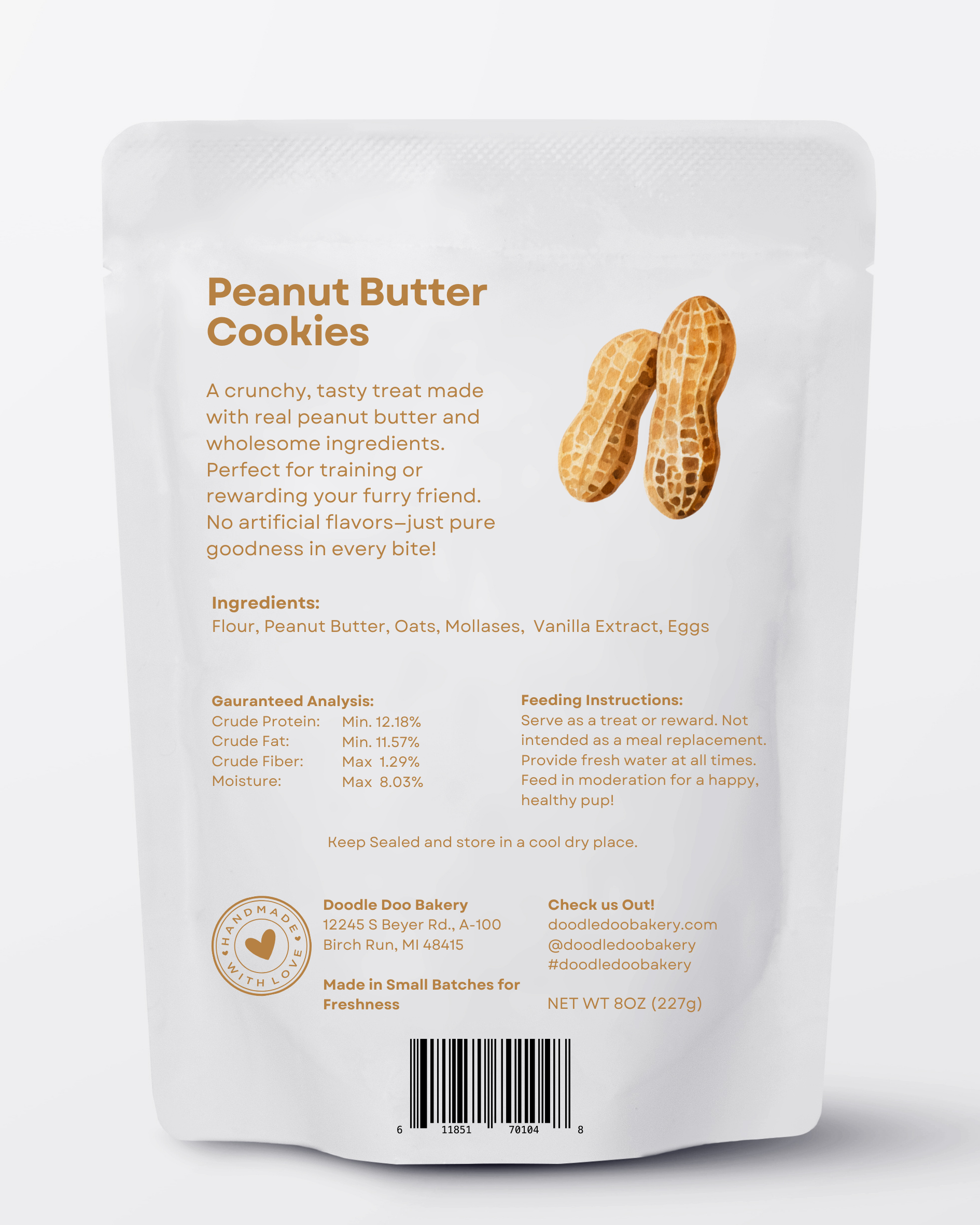 Doodle Doo Bakery Homemade Dog Treat - Peanut Butter