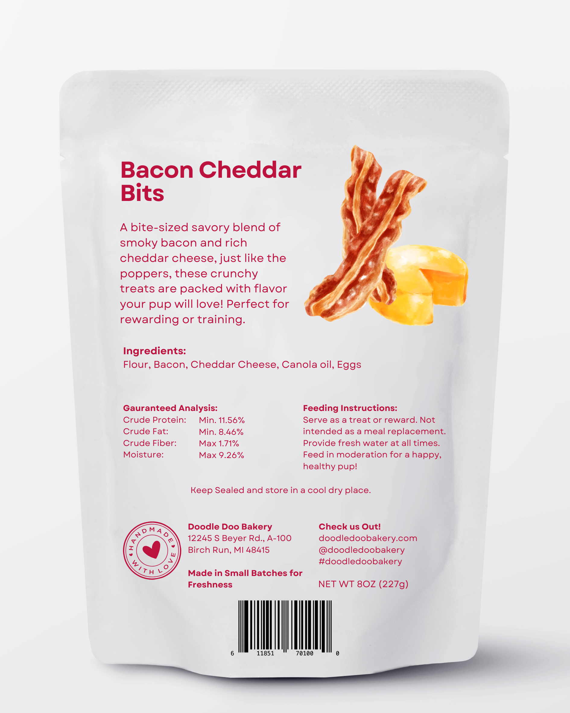 Doodle Doo Bakery Homemade Dog Treat - Bacon Cheddar