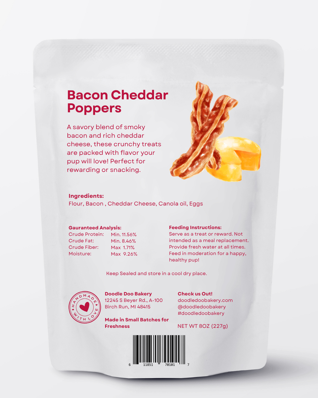 Doodle Doo Bakery Homemade Dog Treat - Bacon Cheddar