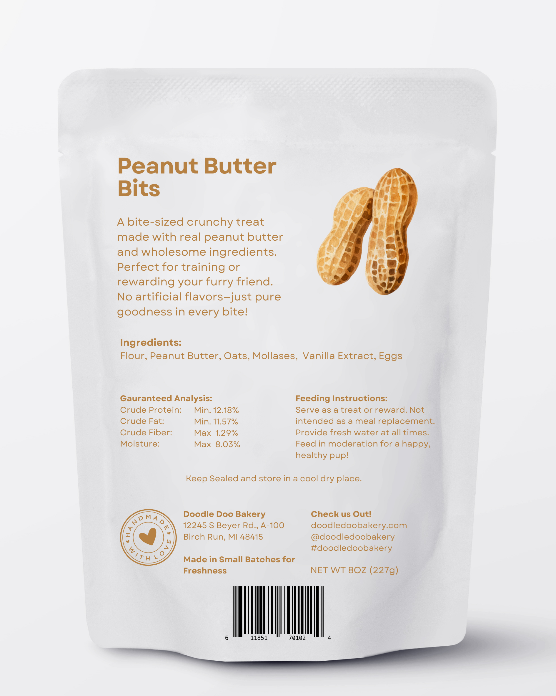 Doodle Doo Bakery Homemade Dog Treat - Peanut Butter