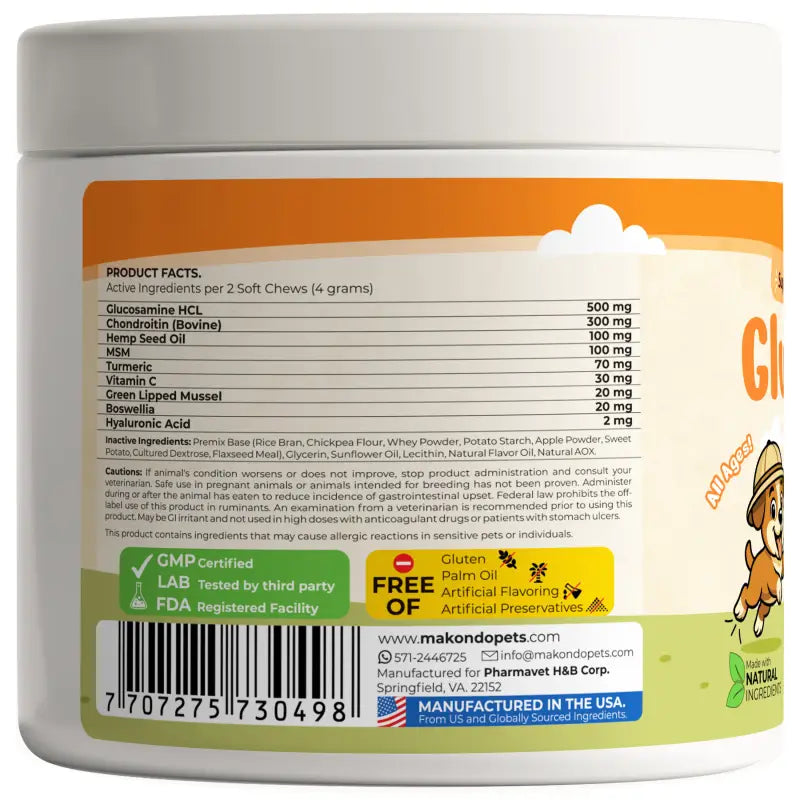 Dog Hip and Joint Supplement – Glucosamine (120 Soft Chews)