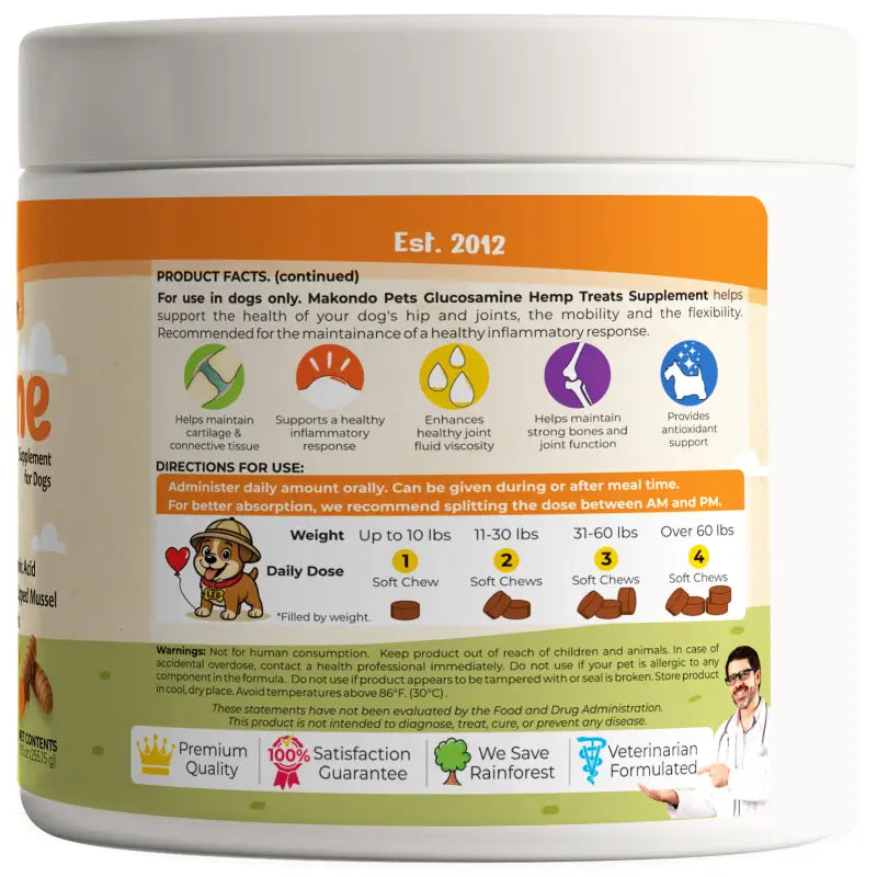 Dog Hip and Joint Supplement – Glucosamine (120 Soft Chews)