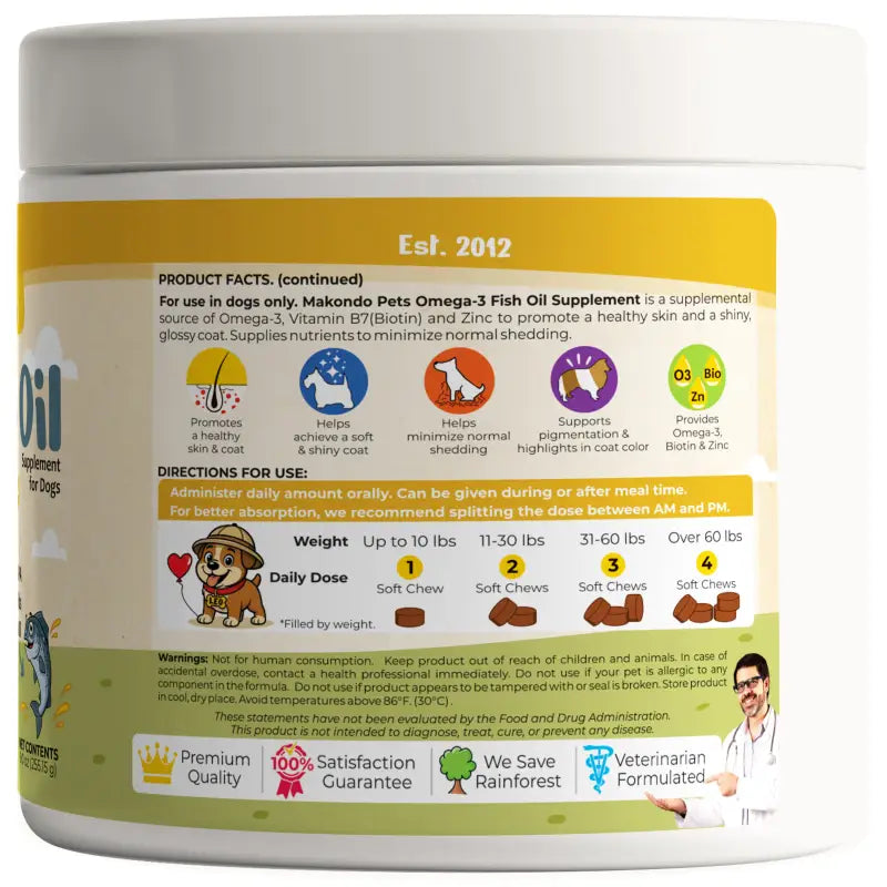 Dog Omega 3 Supplement – Salmon Oil (120 Soft Chews)