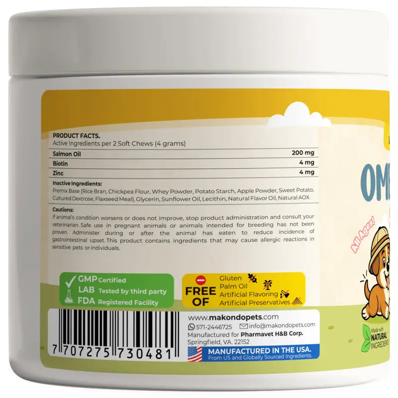 Dog Omega 3 Supplement – Salmon Oil (120 Soft Chews)