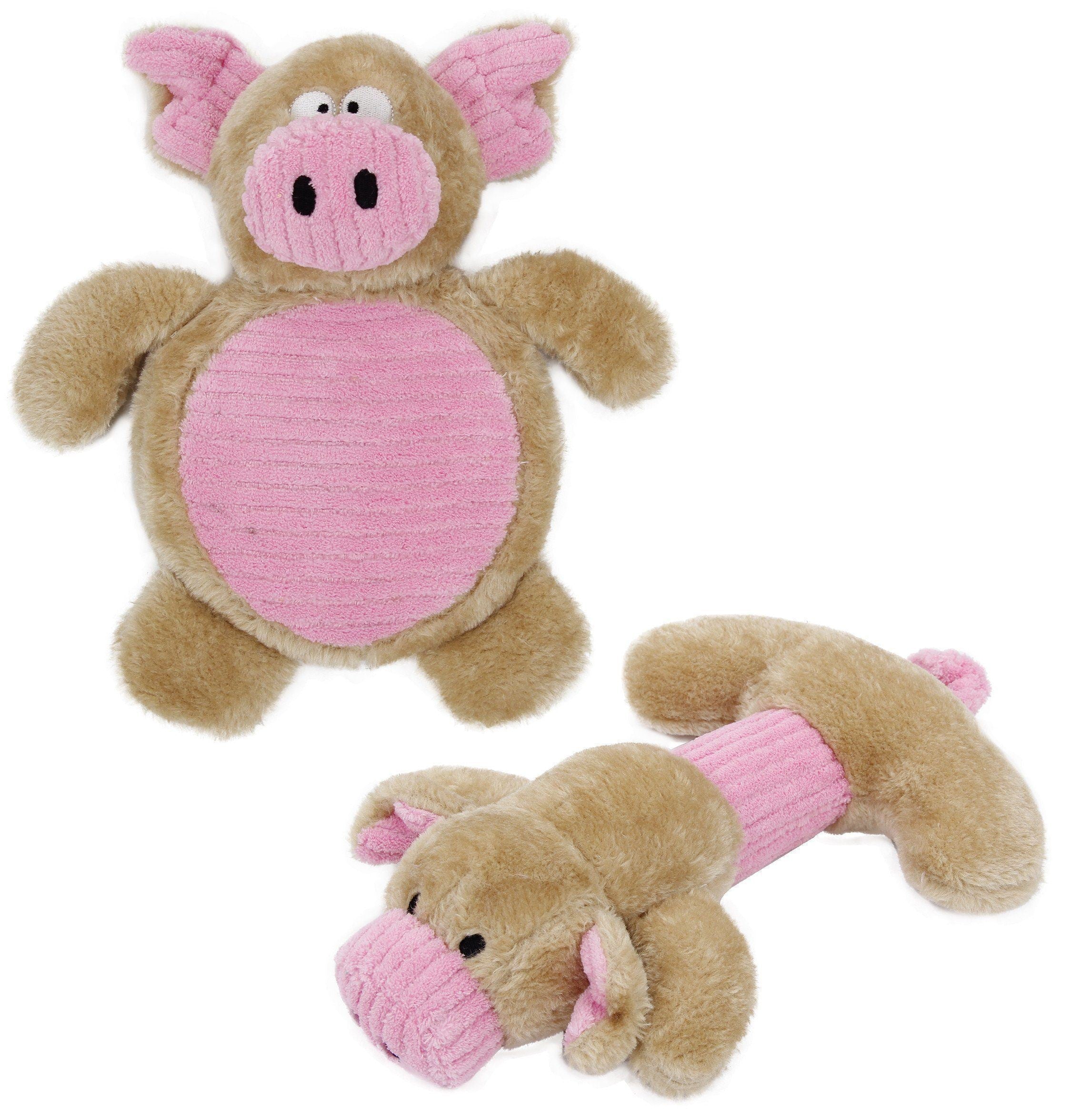 2-Piece Dual Squeaker and Plush Animal Dog Toy Set