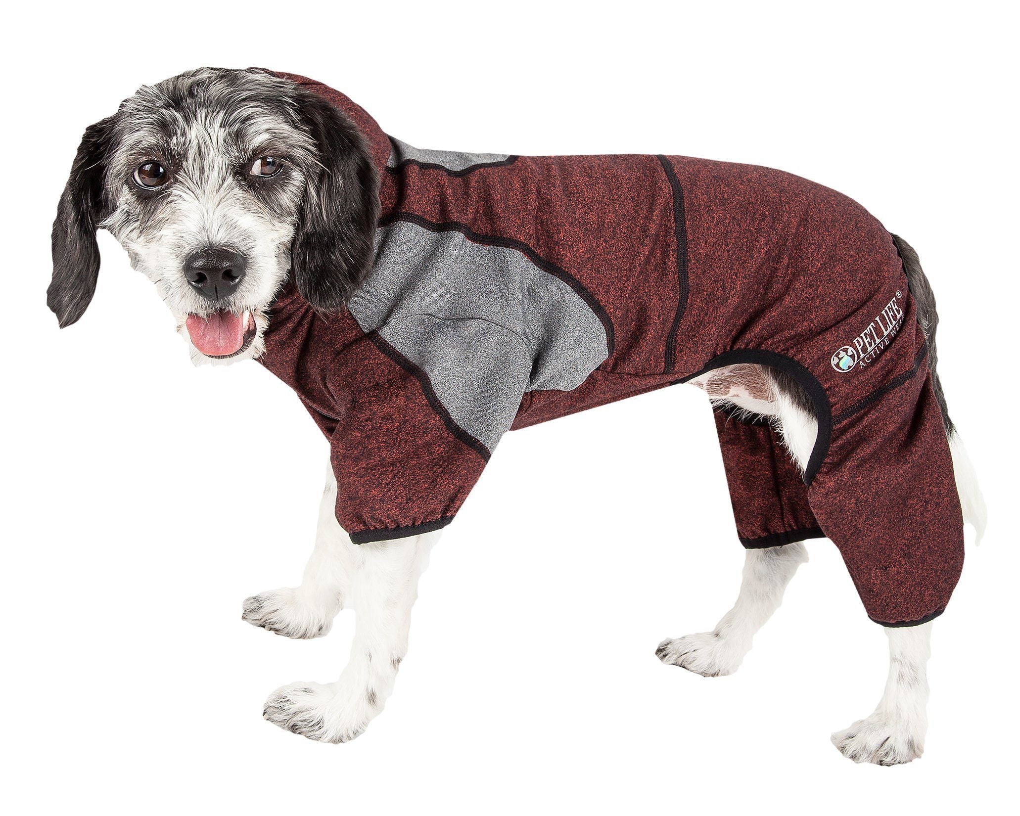 Pet Life ®  Active 'Fur-Breeze' Medium-weight 4-Way-Stretch Full Body Hooded Dog Yoga sweater