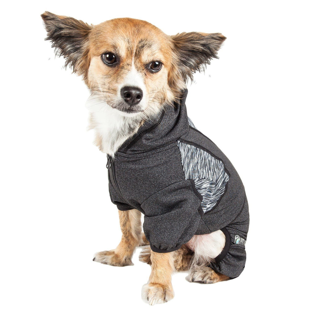 Active Pawsterity Mediumweight 4-Way-Stretch Yoga Fitness Dog Tracksuit Hoodie