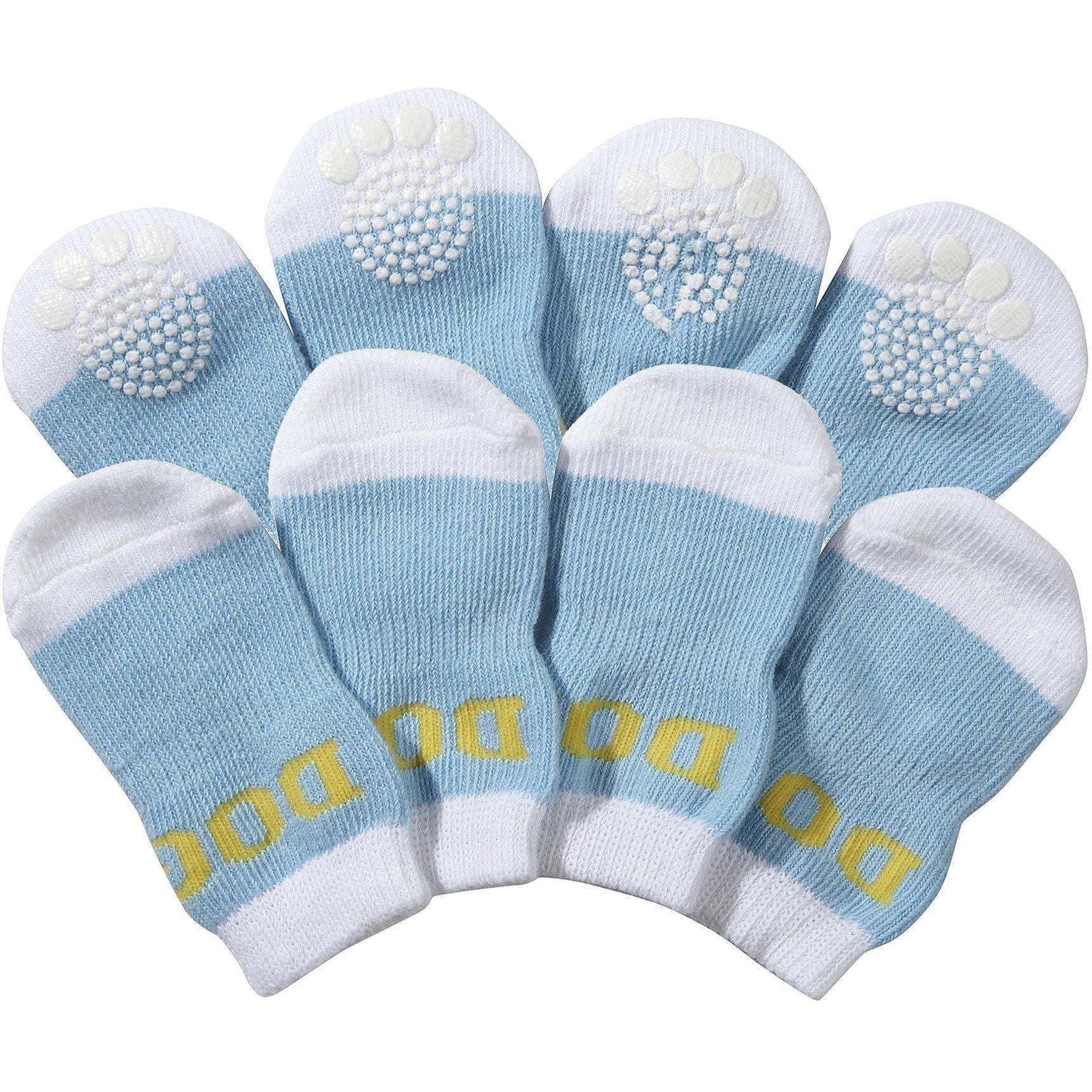 Anti-Slip Rubberized Gripped Breathable Stretch Dog Socks – Set of 4