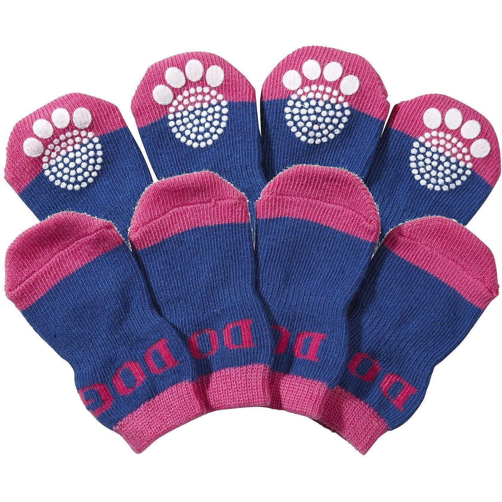 Anti-Slip Rubberized Gripped Breathable Stretch Dog Socks – Set of 4