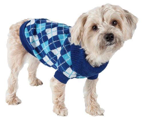 Argyle Style Ribbed Knitted Fashion Dog Sweater