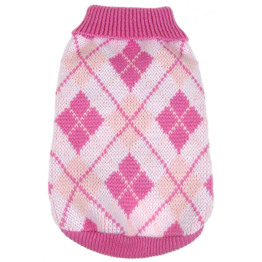 Argyle Style Ribbed Knitted Fashion Dog Sweater