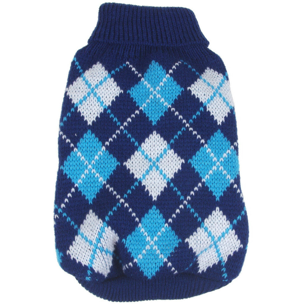 Argyle Style Ribbed Knitted Fashion Dog Sweater