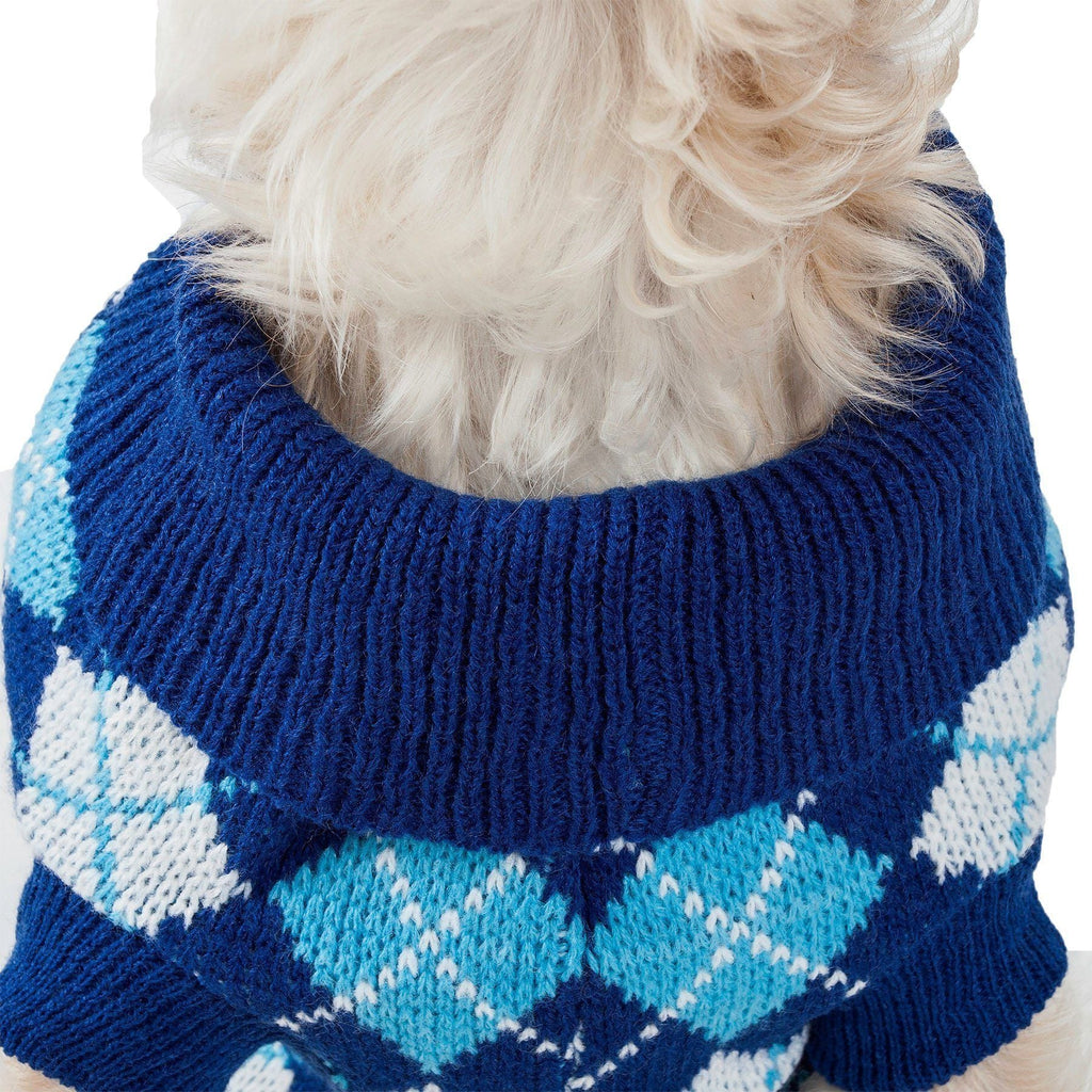 Argyle Style Ribbed Knitted Fashion Dog Sweater