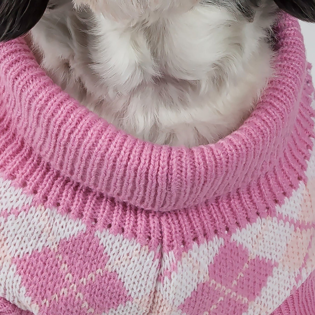 Argyle Style Ribbed Knitted Fashion Dog Sweater