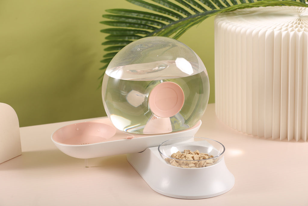 Auto-Myst Snail Shaped 2-in-1 Gravity Filtered Water Dispenser and Food Bowl